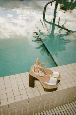 Disco Mary Jane Platform In Gold Metallic Leather