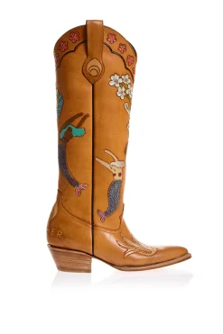 Mermaid Doodle Cowboy Boots